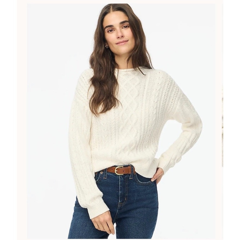 J.Crew Cable Knit Crewneck Pullover Sweater Womens Small Preppy 90s‎ Minimalist